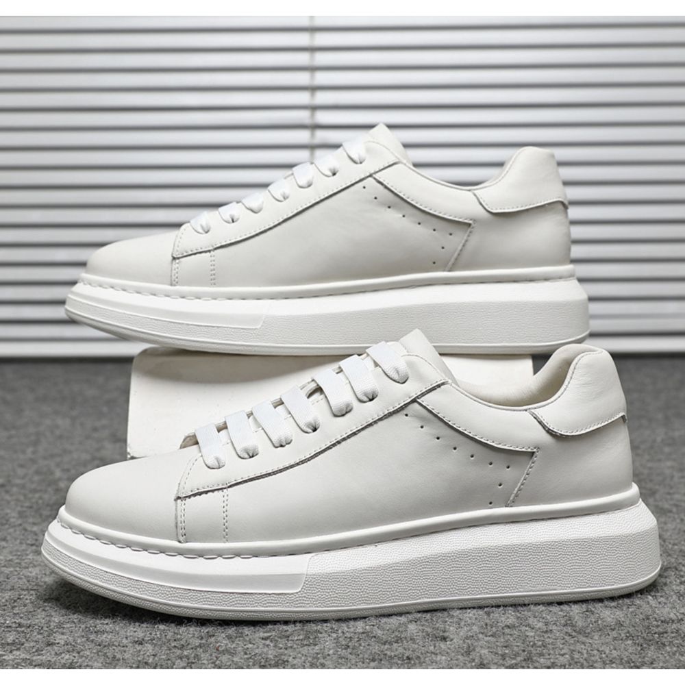 Men's Thick-soled Leather Shoes Height-increasing Sports Sneakers